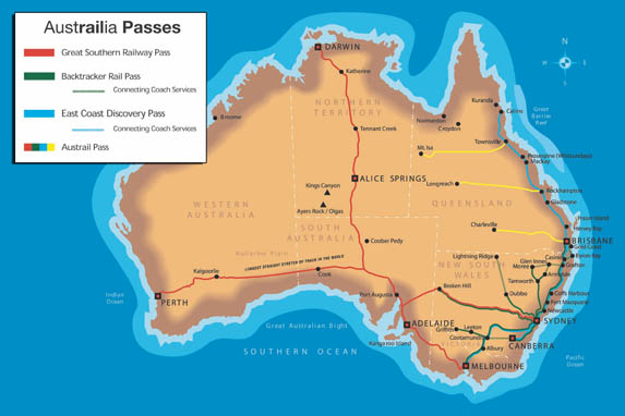 Australia Railpass map